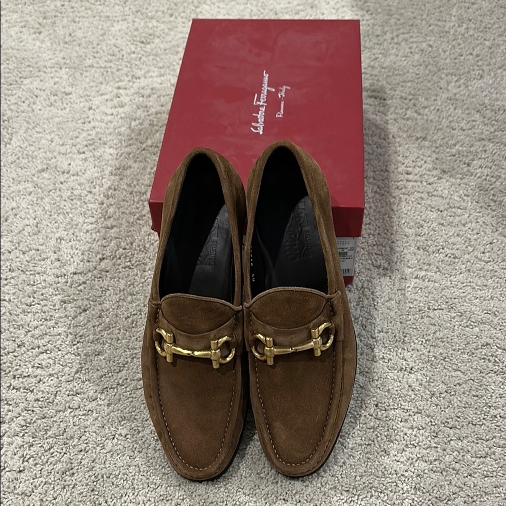Salvatore Ferragamo Brown Men's Suede Loafers